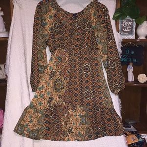 Long Sleeve Patterned Dress